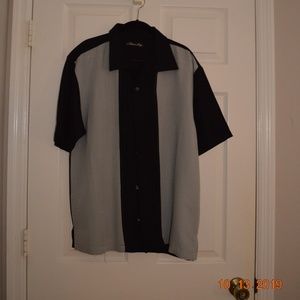 Men's color block button down shirt, Black & Grey